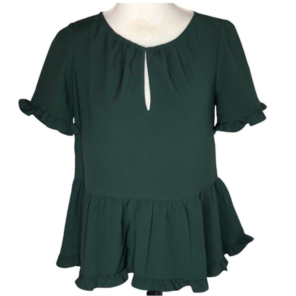 Madewell stanza ruffle hem top in green